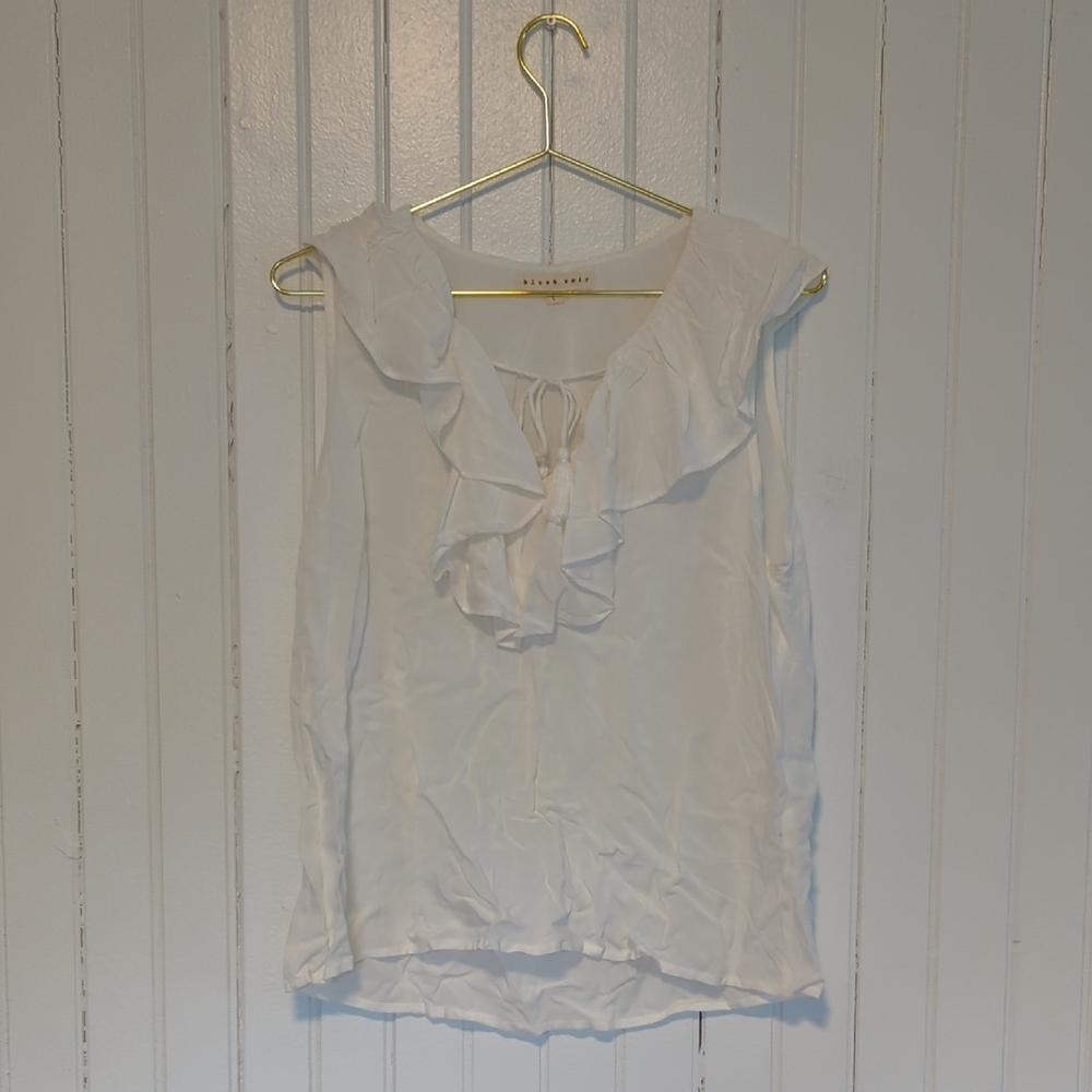 White Ruffled Sleeveless Top